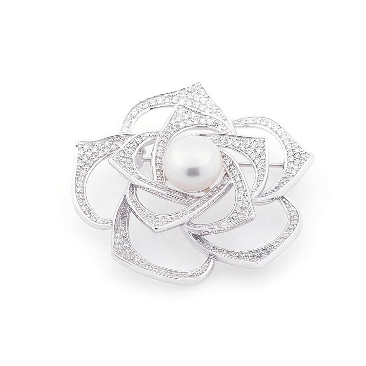 Серебряная брошь "Цветок" 16108 от ювелирного магазина Оникс