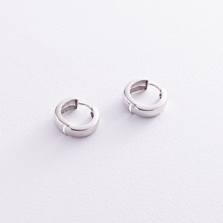 Серьги - кольца в белом золоте с08199 от ювелирного магазина Оникс - 2