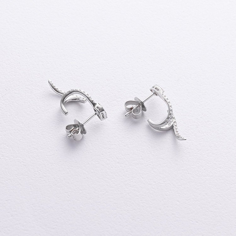 Золотые серьги - пусеты "Змеи" с бриллиантами сб0578ca от ювелирного магазина Оникс - 5