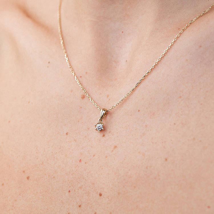 Золотий кулон з фіанітом п03126 від ювелірного магазину Онікс - 1