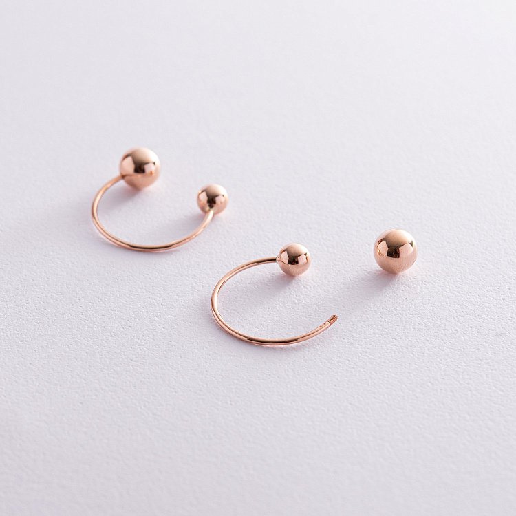 Сережки "Хельга" з кульками (червоне золото) с08234 від ювелірного магазину Онікс - 4