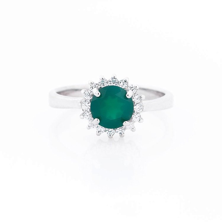 Женское кольцо с хризопразом (фианиты) 111464 от ювелирного магазина Оникс - 4