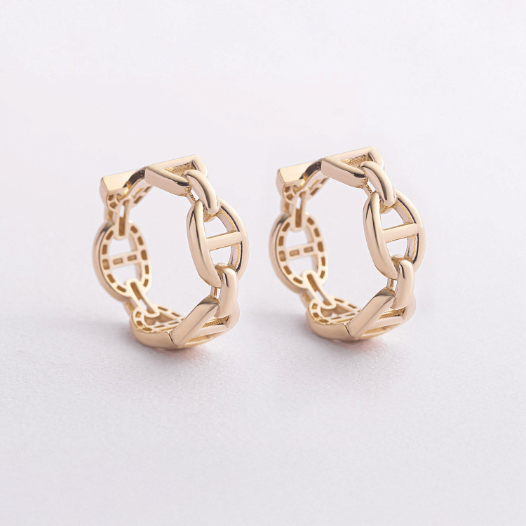 Сережки - кільця "Helen" у жовтому золоті с09572 від ювелірного магазину Онікс