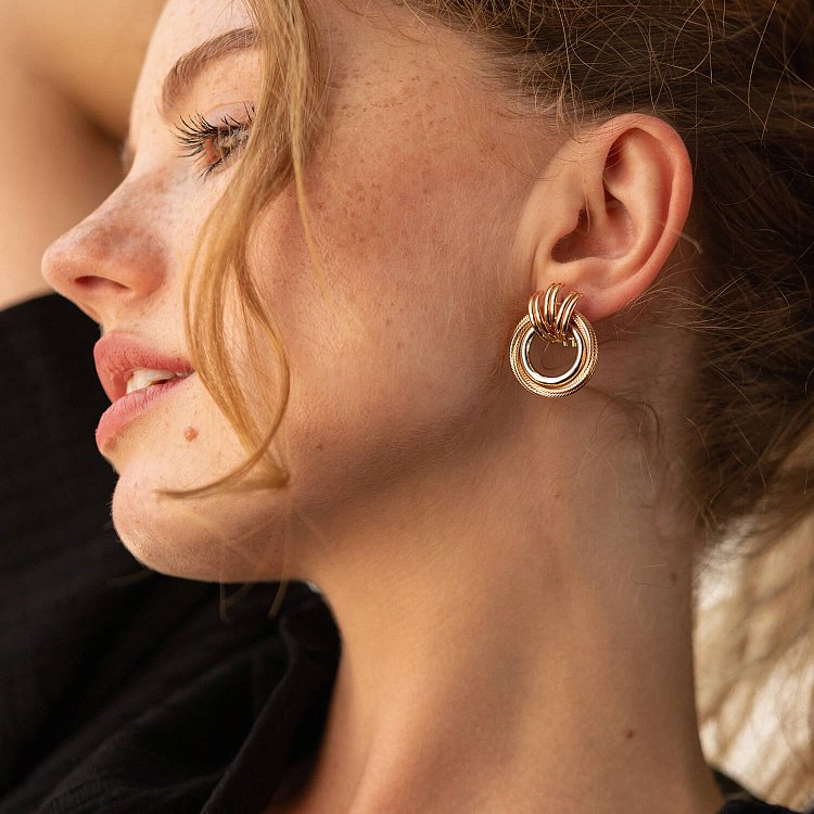 Золоті сережки "Кільця" с08366 від ювелірного магазину Онікс - 1