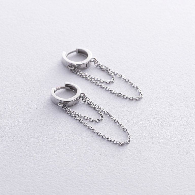 Licca メダル　silver925 Срібні сережки - кільця з ланцюжками 7072 - купити Срібні сережки