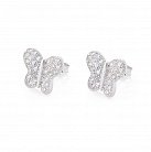 Срібні сережки-пусети "Метелики" з фіанітами 121675 от ювелирного магазина Оникс