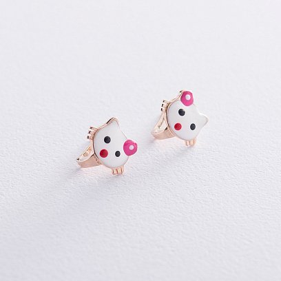 Сережки дитячі "Hello Kitty" з емаллю с06617