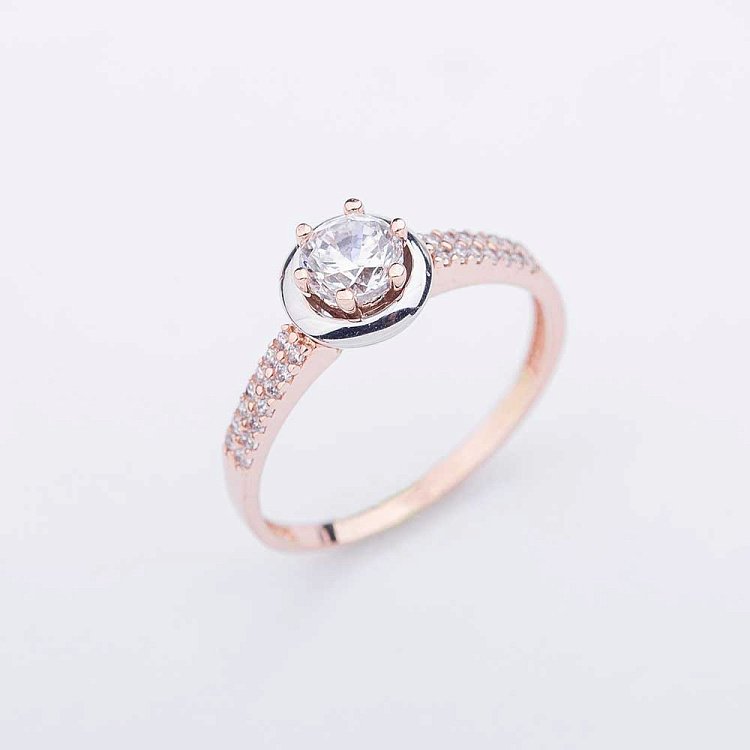 Золота заручальна каблучка з фіанітами к04578 від ювелірного магазину Онікс