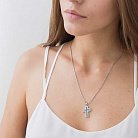 Золотий хрестик з білими і блакитними діамантами пм0338 от ювелирного магазина Оникс - 4