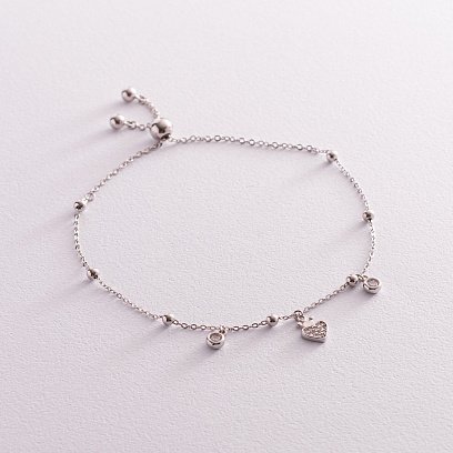 Серебряный браслет с сердечком (фианиты) 141251