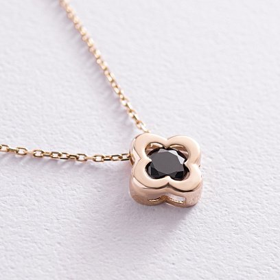 Колье "Клевер" в желтом золоте (фианит) кол01127 №4