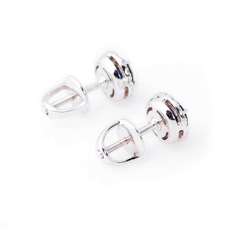 Золотые серьги-пусеты с сапфирами s14048668б от ювелирного магазина Оникс - 2