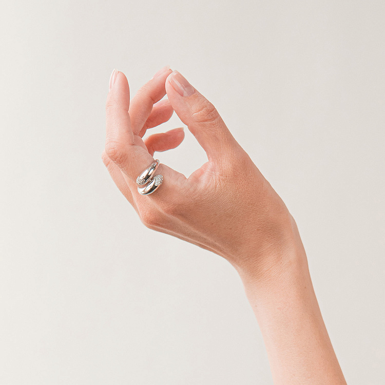 Кольцо "Rosemarie" в белом золоте (фианиты) к08289 от ювелирного магазина Оникс - 2