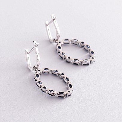 Серебряные серьги с сапфирами 2378/1р-HSPH №3