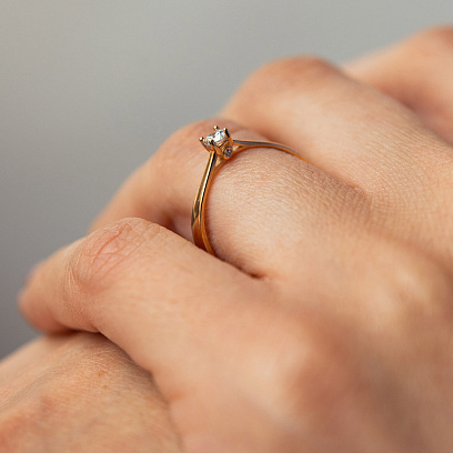 Заручальна золота каблучка з фіанітом к08225 №4