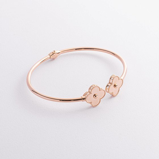 Жесткий браслет "Клевер" в красном золоте б05666
