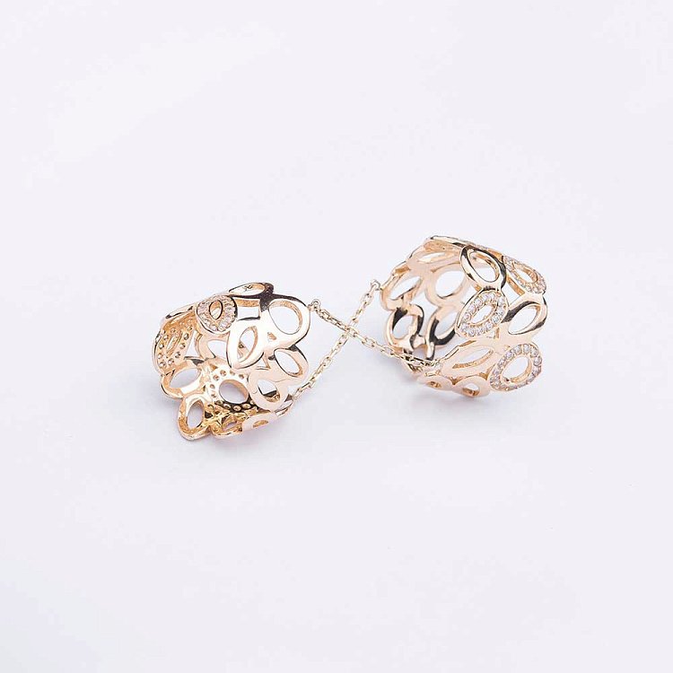 Подвійна каблучка з фіанітами к04210 від ювелірного магазину Онікс