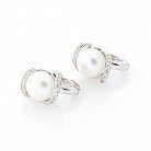 Срібні сережки (культ. прісн. перли, фіаніти) 121079 от ювелирного магазина Оникс