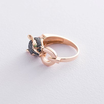 Золота каблучка "Пантера" (чорні фіаніти) к06700