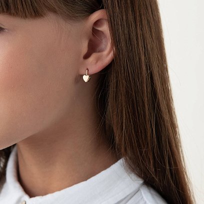 Золотые детские серьги "Сердечки" с05272 №2