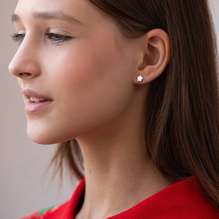 Золоті сережки-пусети "Квіточки" с05591 від ювелірного магазину Онікс - 1