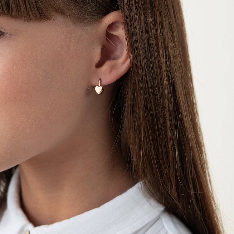 Золотые детские серьги "Сердечки" с05272 от ювелирного магазина Оникс - 1