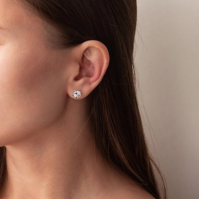 Срібні сережки - пусети (фіаніти) 121862 №3