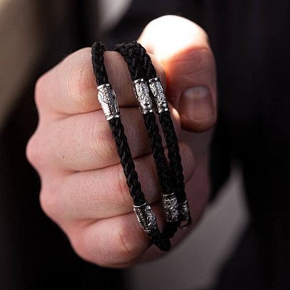 Православный шелковый шнурок с серебряной застежкой 948 №6