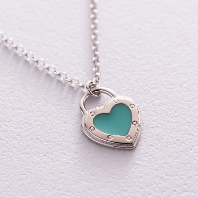 Серебряное колье "Сердечко" с эмалью 181192 №4
