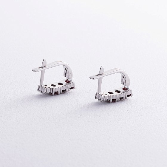 Серебряные серьги с пиропами и фианитами GS-02-063-4110 №3