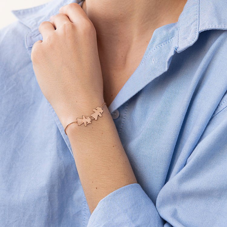 Браслет "Две девочки" в красном золоте (возможна гравировка) з2088 от ювелирного магазина Оникс - 3