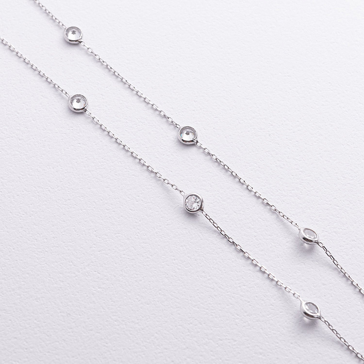 Срібний браслет з фіанітами на ногу 905-01592 від ювелірного магазину Онікс - 2