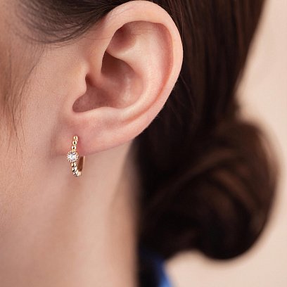 Золотые серьги - кольца в красном золоте с08286 №2