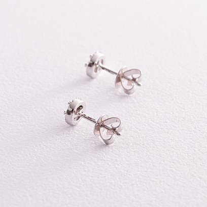 Золотые серьги - пусеты "Сердечки" с бриллиантами сб0049са №5