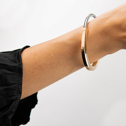 Жорсткий золотий браслет Lock б05414 №3