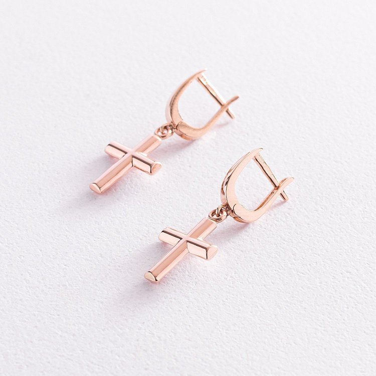 Золотые серьги "Крестики" с07769 от ювелирного магазина Оникс - 2