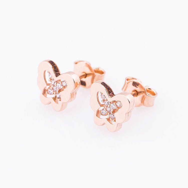 Золотые серьги "Бабочки" с фианитами с04765 от ювелирного магазина Оникс