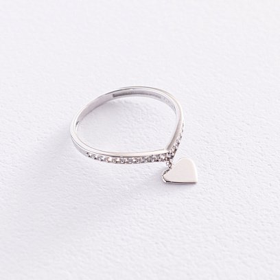Золотое кольцо "Сердечко" с фианитами к06827 №2
