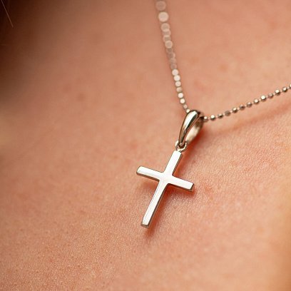 Крестик в белом золоте п03162 №4