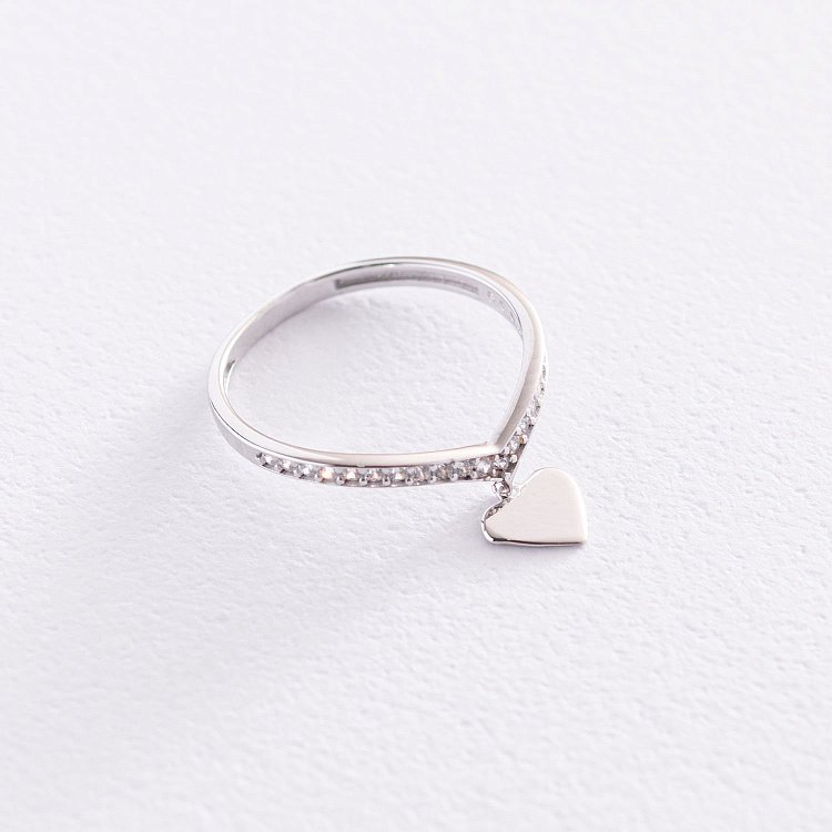 Золотое кольцо "Сердечко" с фианитами к06827 от ювелирного магазина Оникс - 1