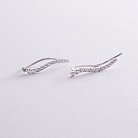 Срібні сережки - клаймбери "Хвиля" з фіанітами 902-01070 от ювелирного магазина Оникс - 3