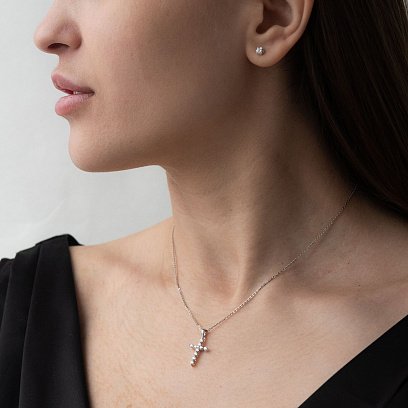 Золотий хрестик з діамантами пб0236ri №2