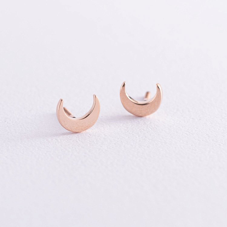 Серьги - пусеты "Луна" в красном золоте с06963 от ювелирного магазина Оникс - 4