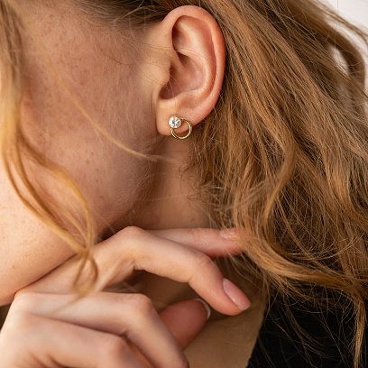 Сережки - пусети "Ейпріл" з фіанітами (жовте золото) с08224 №6