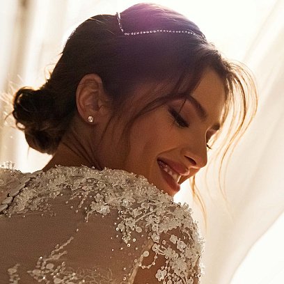 Золоті сережки-пусети з фіанітами 8 мм с03535 №15