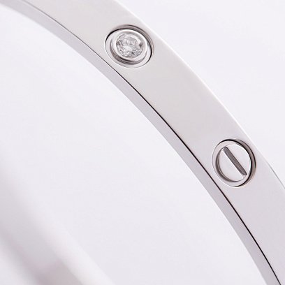 Жесткий браслет "Love" с бриллиантами (белое золото) 531761121 №7