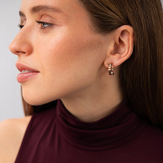 Сережки - кільця "Brigitte" у червоному золоті с09541 №4
