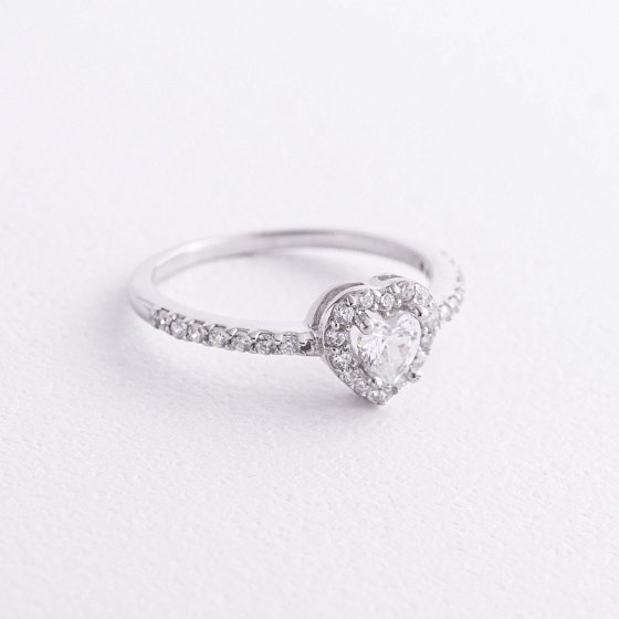 Серебряное кольцо "Сердечко" с фианитами 901-01568