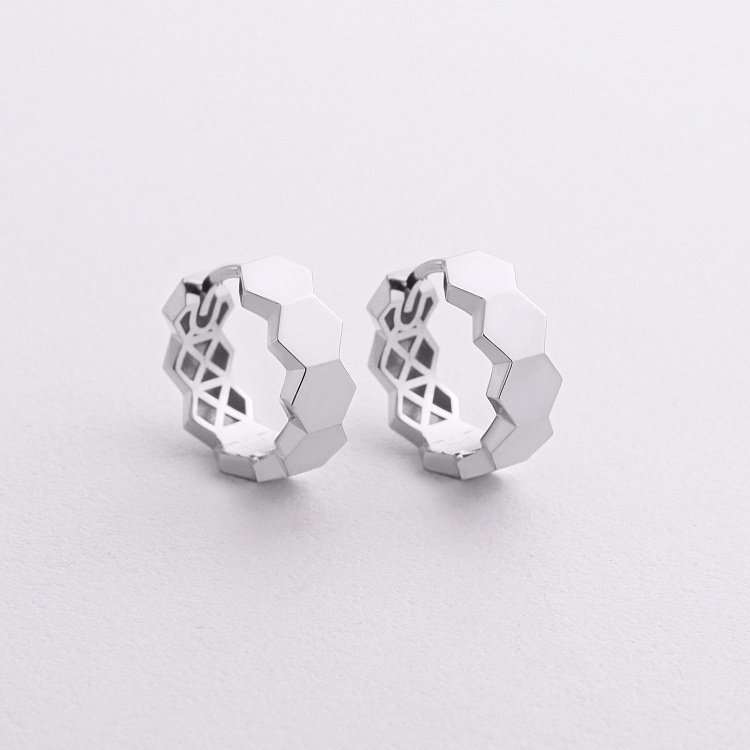 Сережки - кільця "Miranda" у білому золоті с09333 від ювелірного магазину Онікс