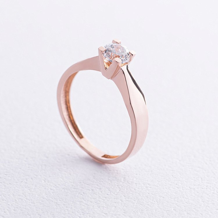 Помолвочное золотое кольцо с фианитом к03947 от ювелирного магазина Оникс